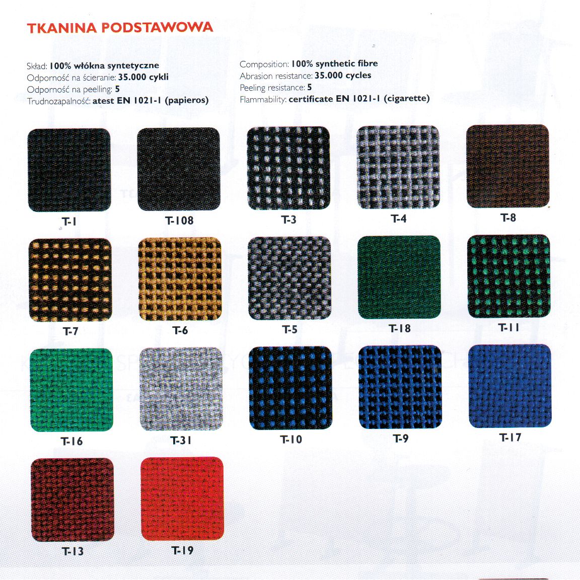 Tkanina podstawowa - kolorystyka