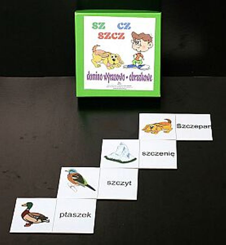 Domino wyrazowo - obrazkowe SZ , CZ , SZCZ