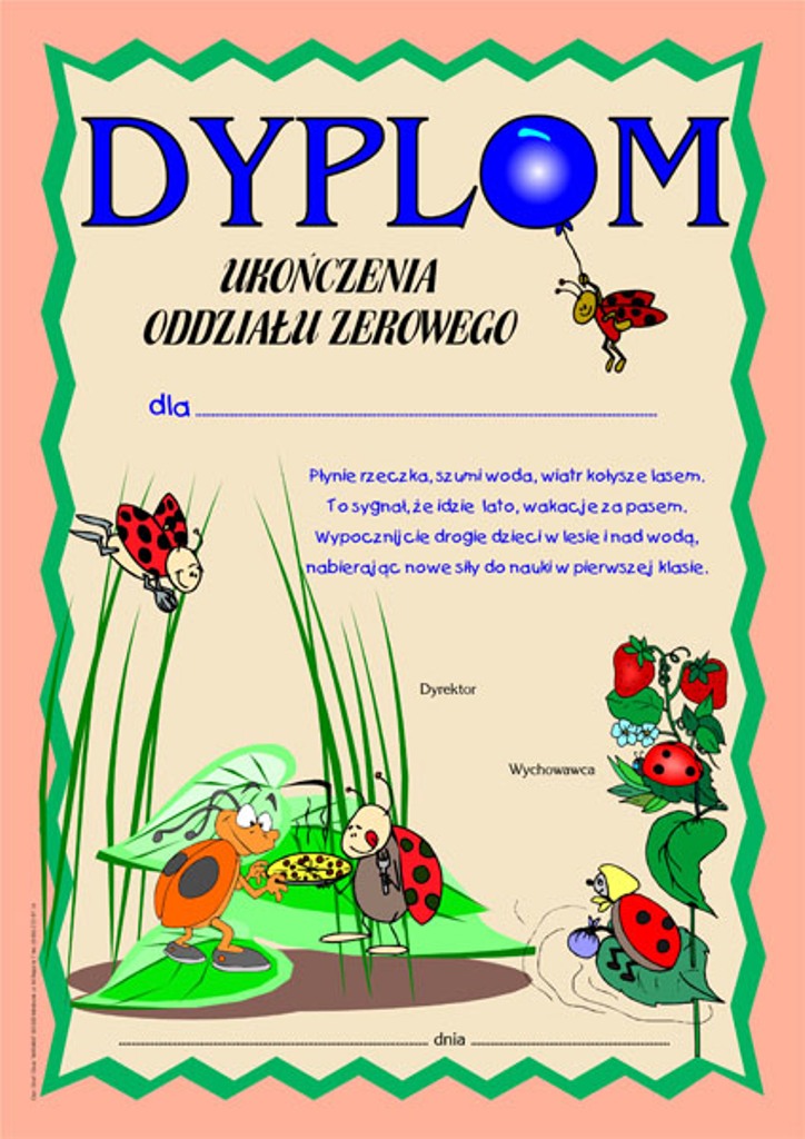 Dyplom ukończenia oddziału zerowego 3