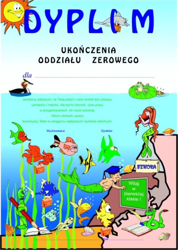 Dyplom ukończenia oddziału zerowego 7