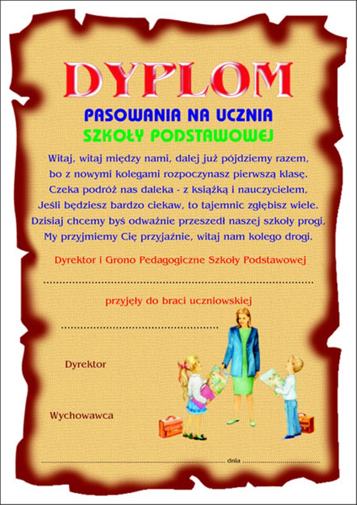 Dyplom pasowania na ucznia 10