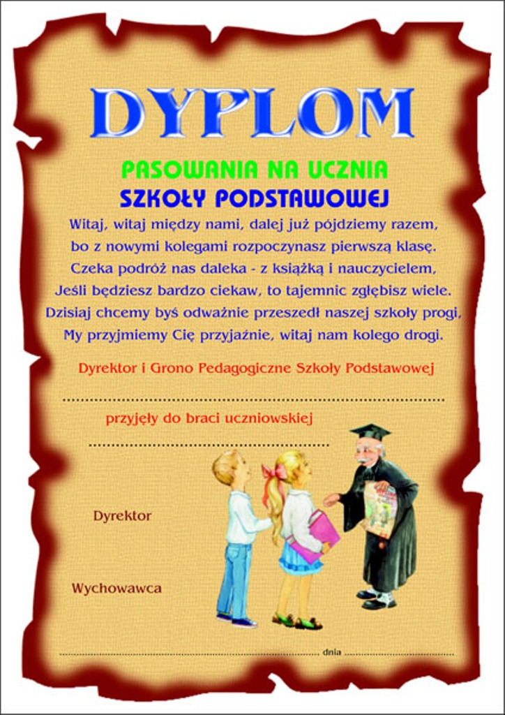 Dyplom pasowania na ucznia 9