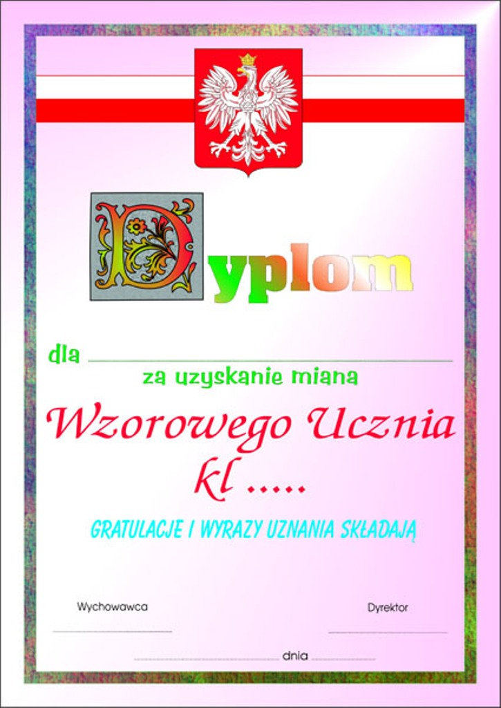Dyplom Wzorowy Uczeń 3