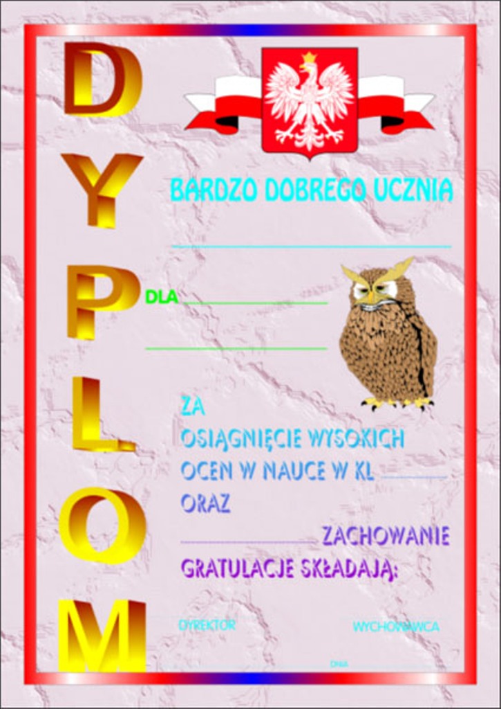 Dyplom Wzorowy Uczeń 8
