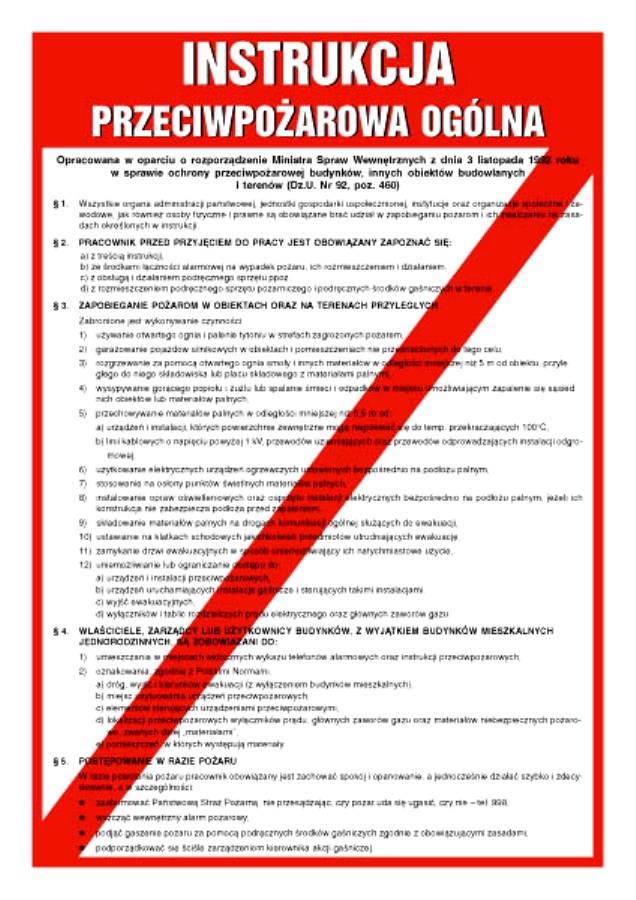 Instrukcja przeciw pażarowa