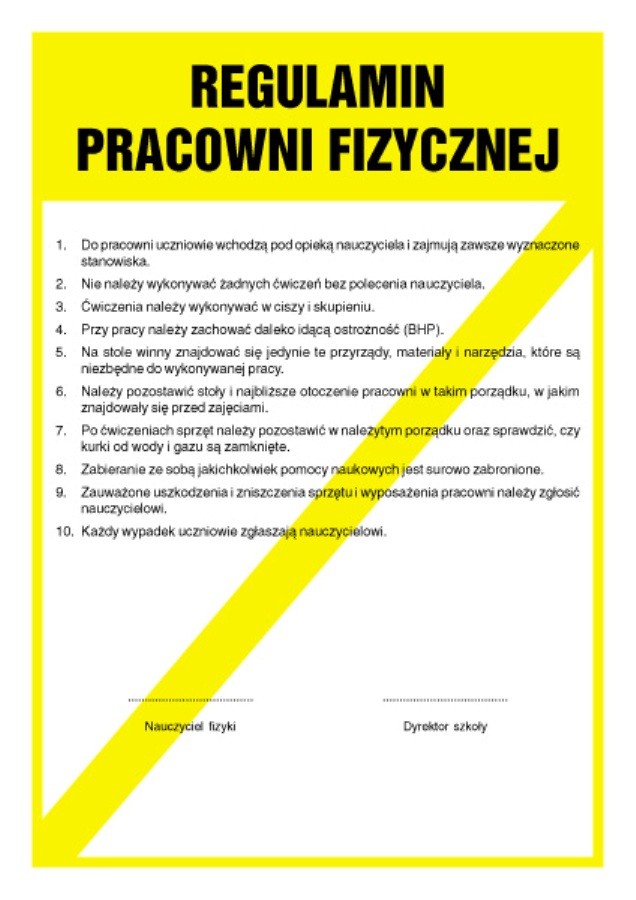 Regulamin pracowni fizycznej