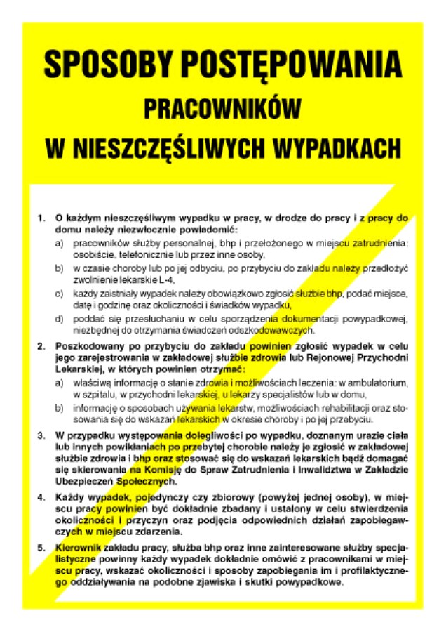 Sposoby postępowania pracowników w nieszczęśliwych wypadkach