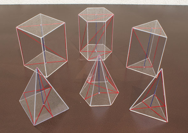 Bryły geometryczne - wielosciany wpisane 6 sztuk