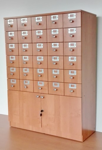 Szafka katalogowa do biblioteki 30 szufladek 130 x 98 x 39 z frontem