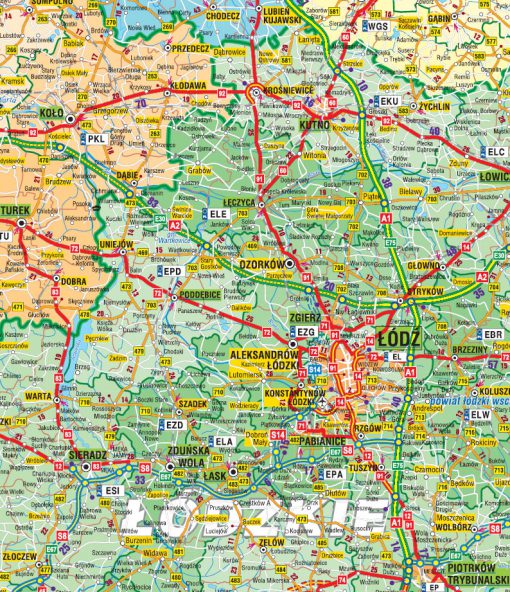 Mapa Polski administracyjno-drogowa o wym.140 x 160 cm skala 1:500 tyś - obrazek 2