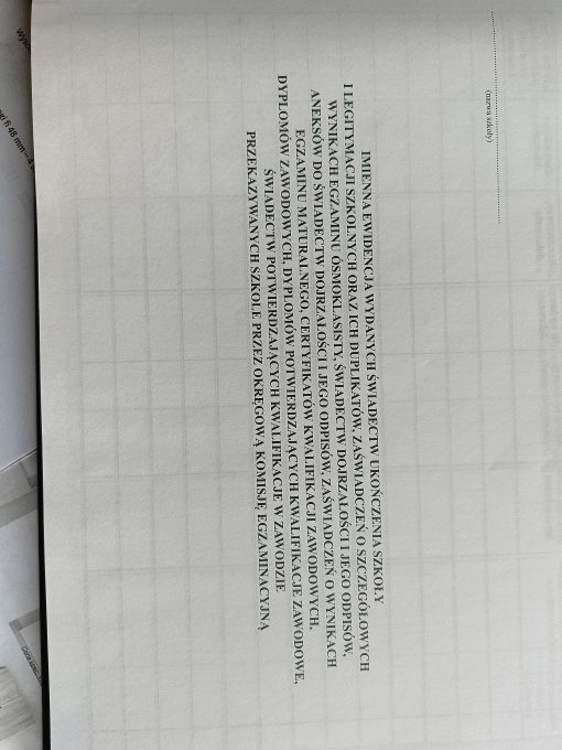 Imienna ewidencja wydanych świadectw ukończenia szkoły i legitymacji szkolnych oraz ich duplikatów- oprawa twarda A4 (100k) - obrazek 2